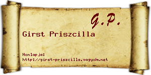 Girst Priszcilla névjegykártya